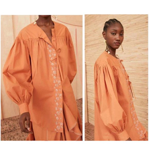 Ulla Johnson Scarlette Tunic Orange Embroidered Size 2 - Picture 2 of 9